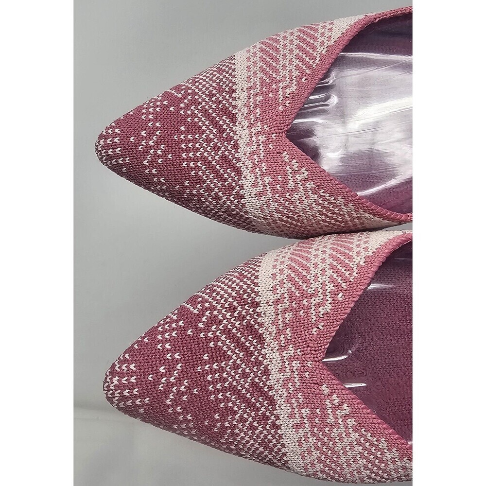 Rothy’s The Point Pink Plaid Limited Edition Breast Cancer Slip On Flats Size 8 - Picture 2 of 13